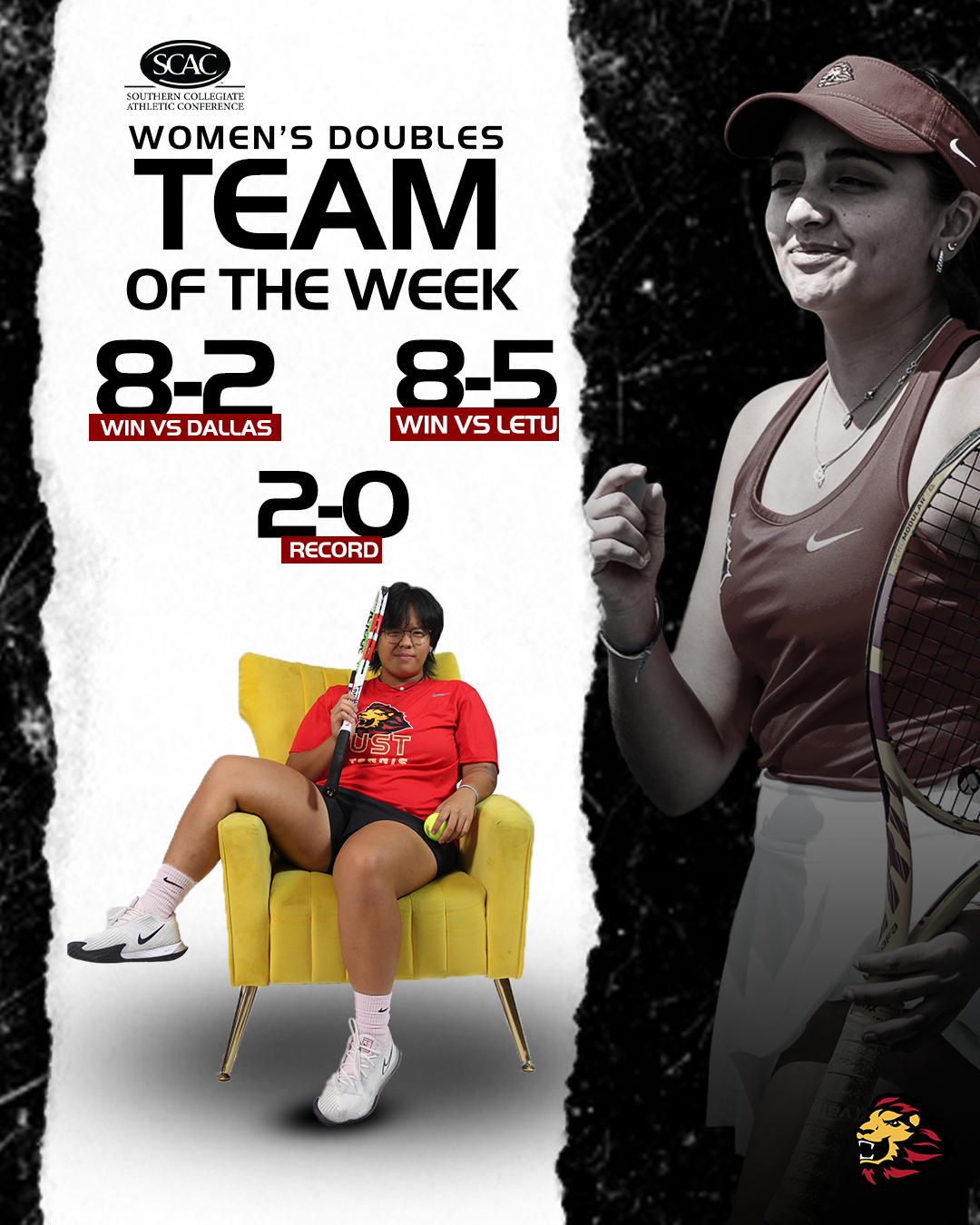 Nataly Velasco &amp; Aimee Tran Awarded SCAC Doubles Team of the Week